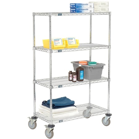 Nexel E-Z Adjust Wire Shelf Truck w/Brakes, 1200 lb. Capacity, 36inL x 18inW x 60inH 580550AB